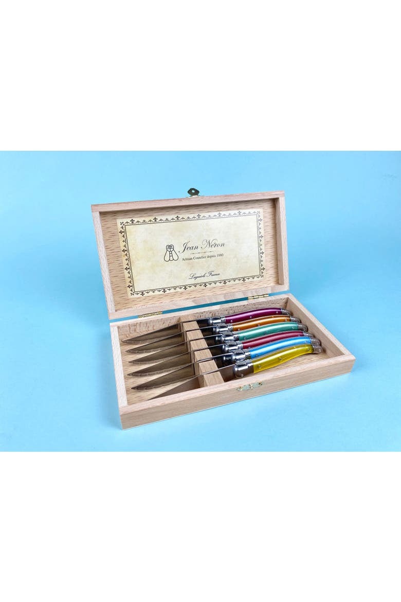 6 Piece Steak Knife Set in Wood Presentation Box, Alternate, color, Multi