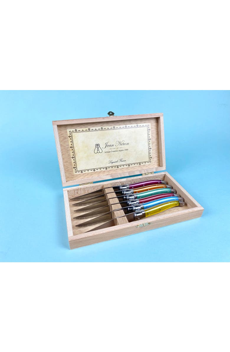 Be Home Laguiole 6 Piece Steak Knife Set in Wood Presentation Box, Alternate, color, Multi