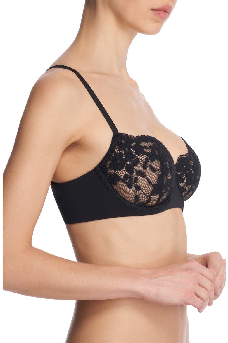 Plush Romance Lace Underwire Balconette Bra, Alternate, color, BLACK