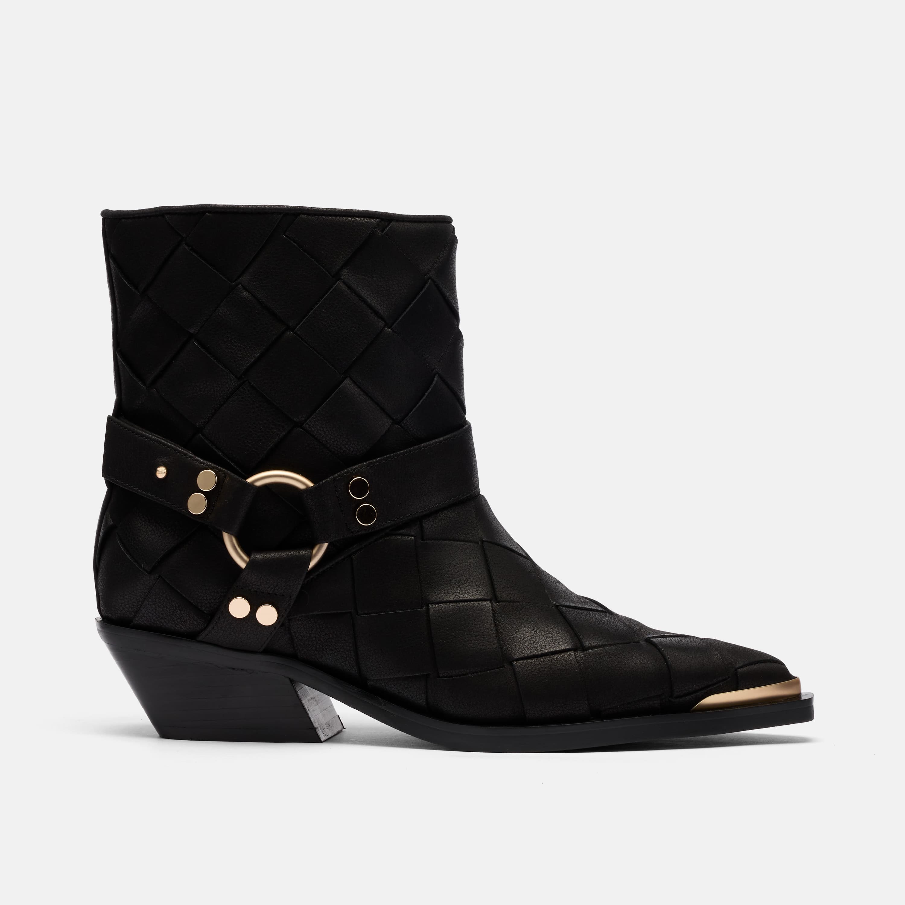 Cassidy Woven Harness Ankle Boot, Alternate, color, Black Woven
