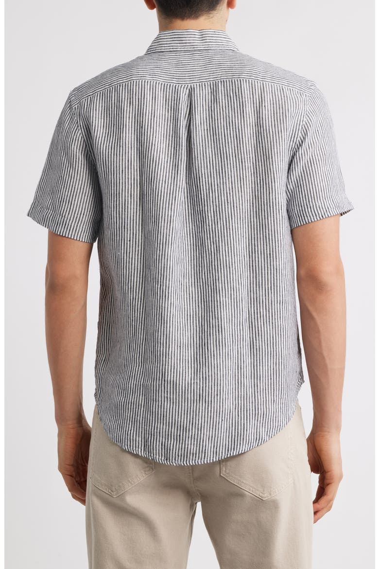 Ola Linen Short Sleeve Button-Up Shirt, Alternate, color, LINES