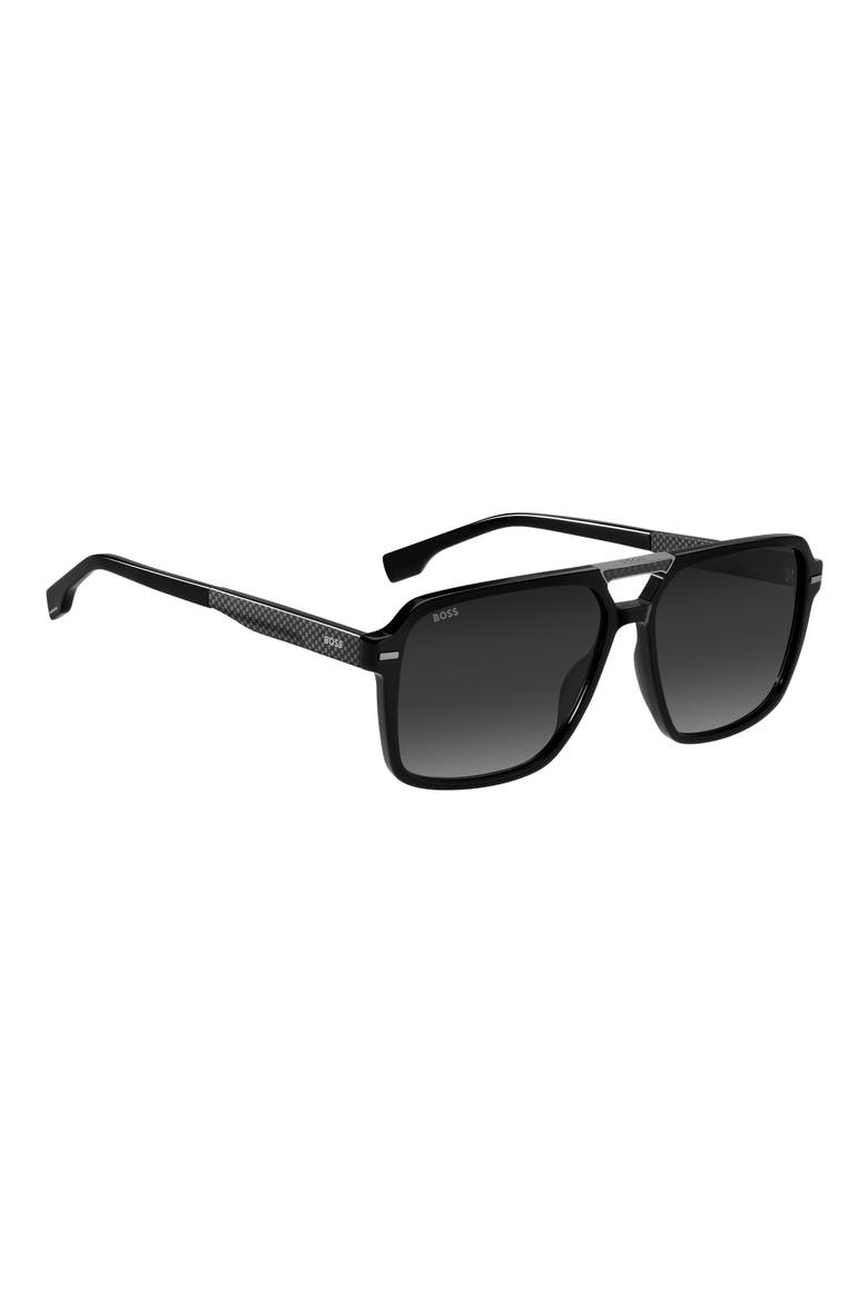 59mm Square Sunglasses, Alternate, color, BLACK/ DARK GREY SF