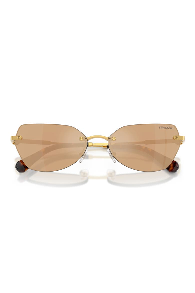 58mm Mirrored Irregular Sunglasses, Alternate, color, GOLD / BROWN MIRROR ROSE GOLD