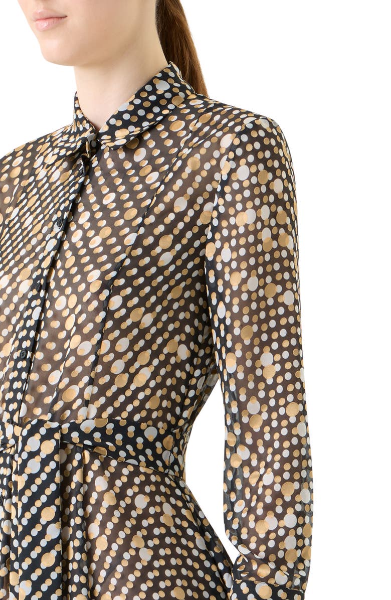 Akris punto Polka Dot Long Sleeve Devoré Shirtdress, Alternate, color, Black-Multicolor
