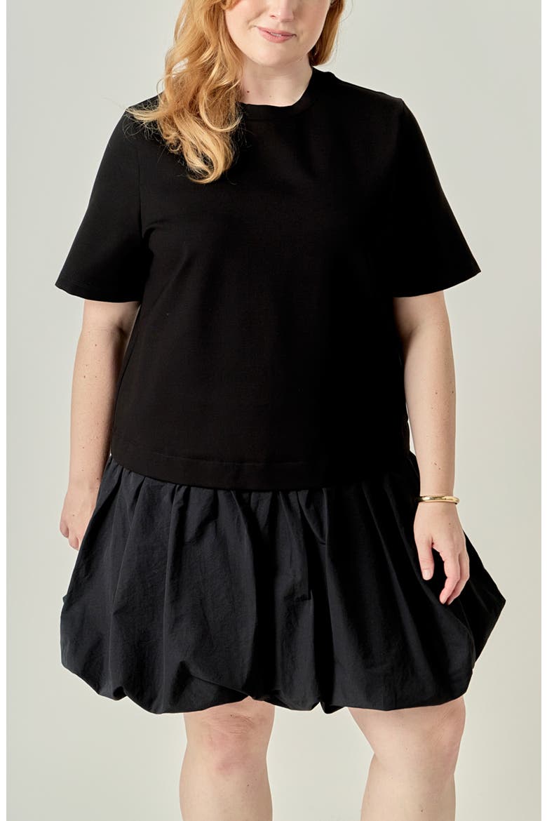 Bubble Mixed Media Minidress, Alternate, color, BLACK