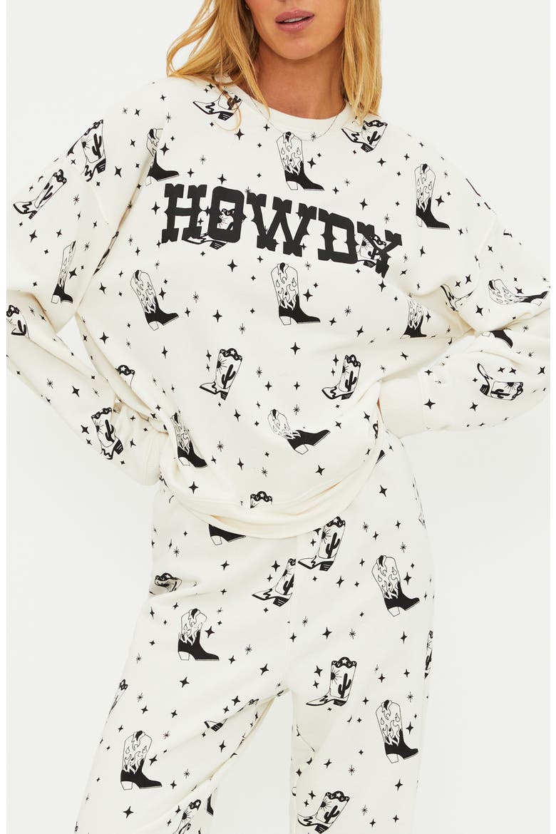 Devyn Western Boots Oversized Graphic Sweatshirt, Main, color, HOWDY BOOTS