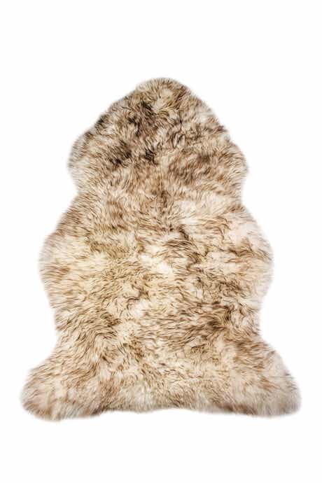 NATURAL Milan Genuine Sheepskin Shearling Throw 24" x 36" - Black Linen