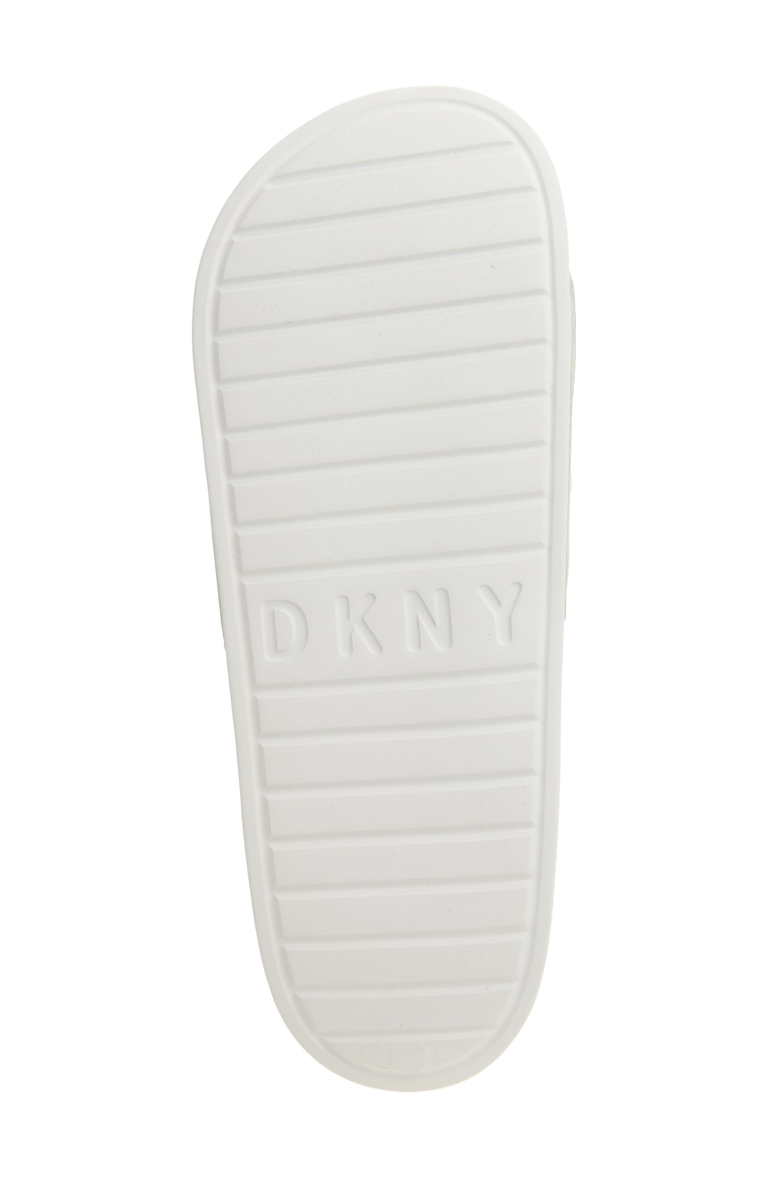 DKNY Zinna Logo Shower Slide Sandal, Alternate, color, Silver