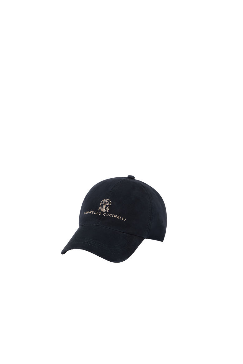 Suede baseball cap with embroidered logo, Alternate, color, Navy Blue