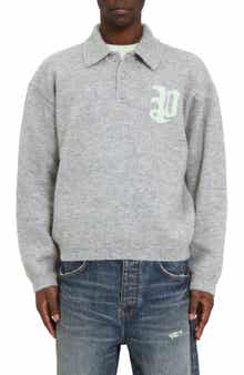 PURPLE BRAND Relaxed Fit Intarsia Logo Polo Sweater