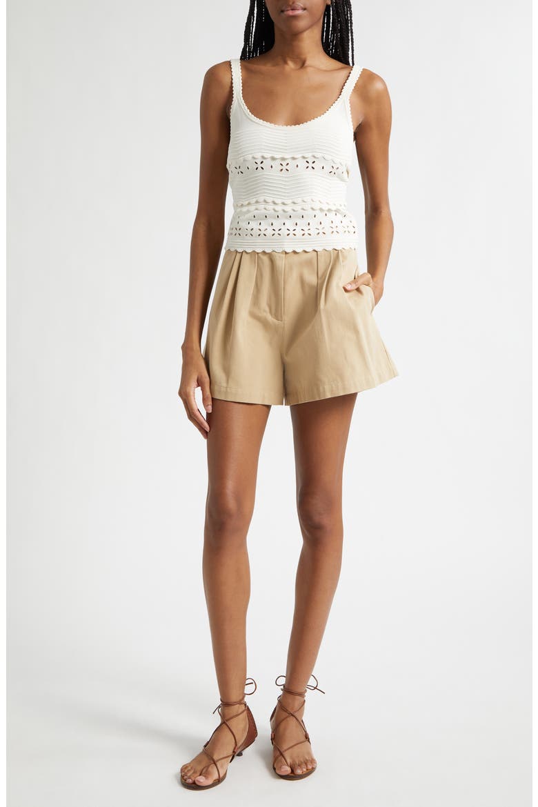 Kira Pleated Cotton Shorts, Alternate, color, SAHARA