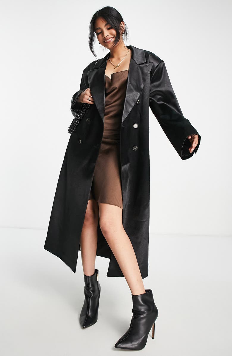 ASOS DESIGN Satin Dad Coat, Main, color,