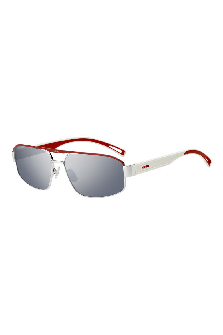 60mm Navigator Sunglasses, Alternate, color, PALLADIUM RED/ SILVER SP
