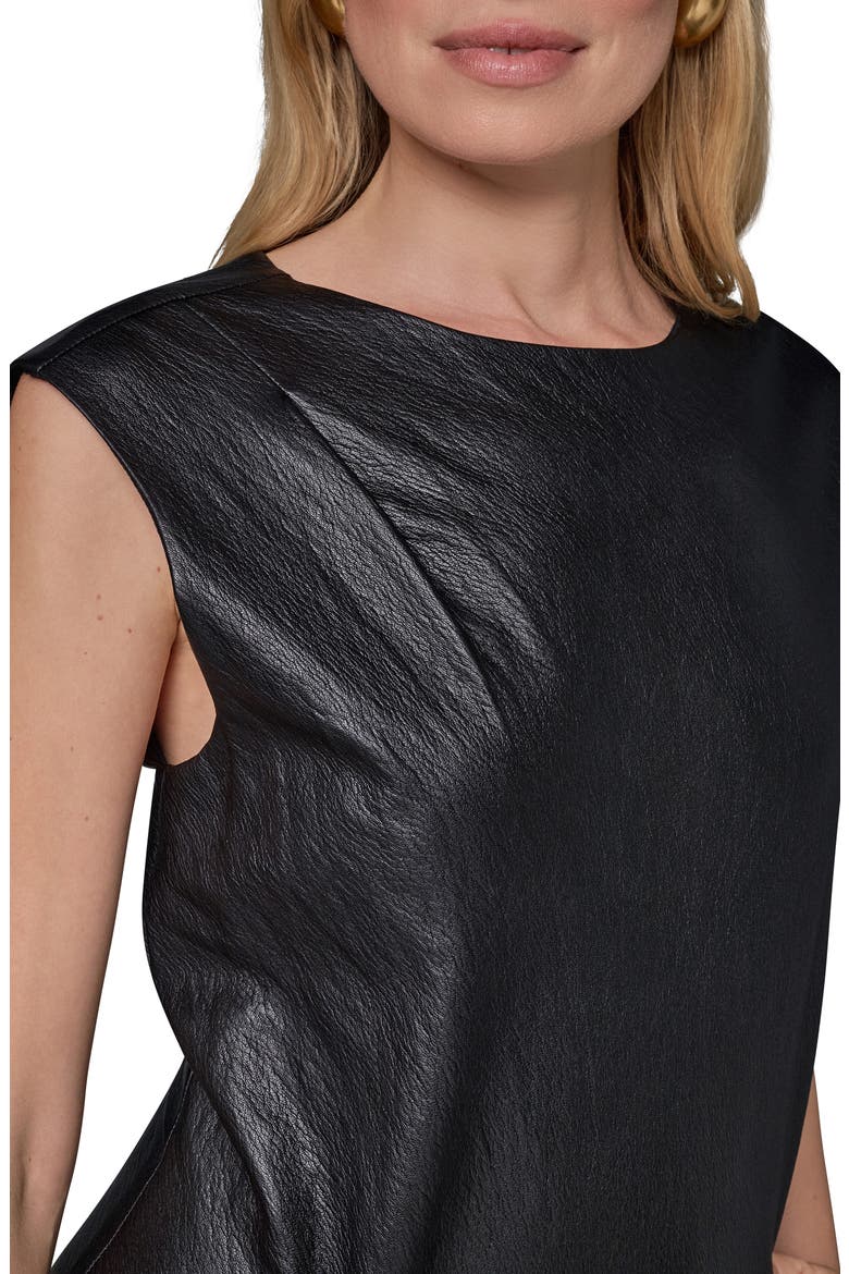 Faux Leather Mixed Media Midi Dress, Alternate, color, BLACK