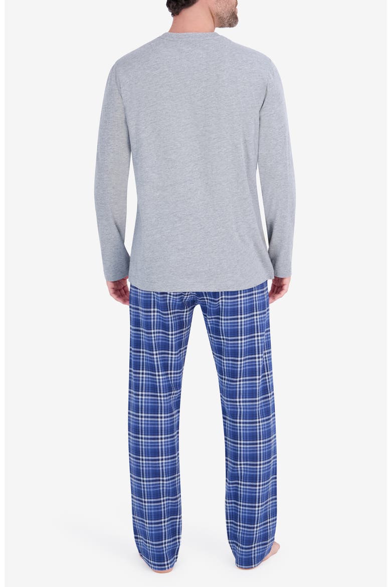 Flannel Pajama Set, Alternate, color, GREY/ BLUE