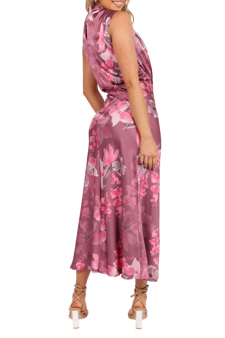 Anabelle Floral Satin Midi Dress, Alternate, color, DARK ROSE FLORAL