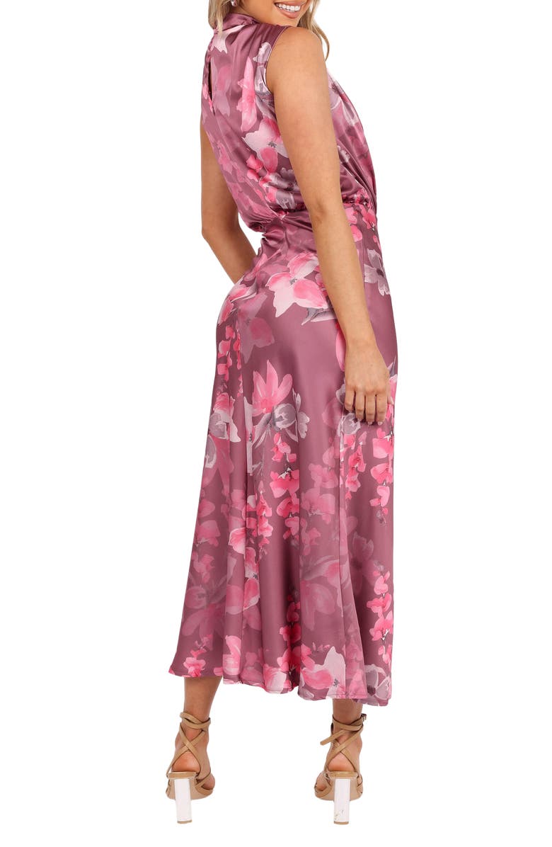 Petal & Pup Anabelle Floral Satin Midi Dress, Alternate, color, Dark Rose Floral