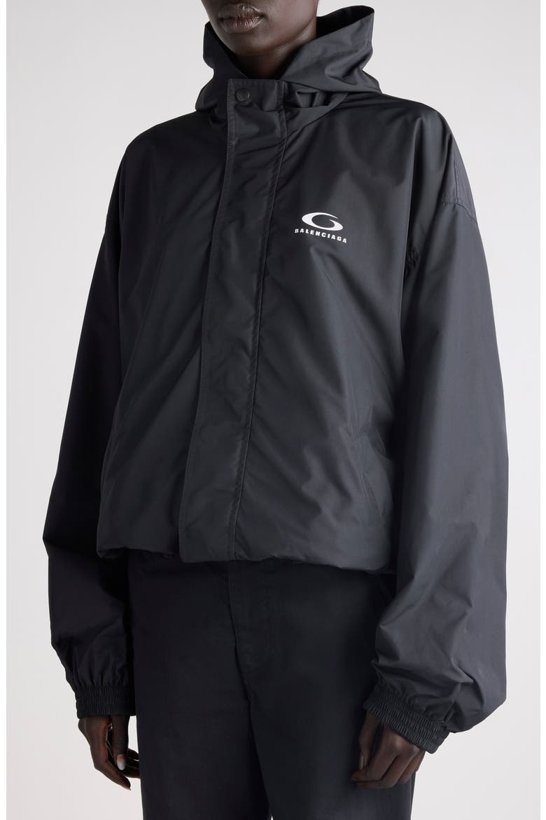 Logo Hooded Windbreaker Jacket, Alternate, color, 1000 BLACK