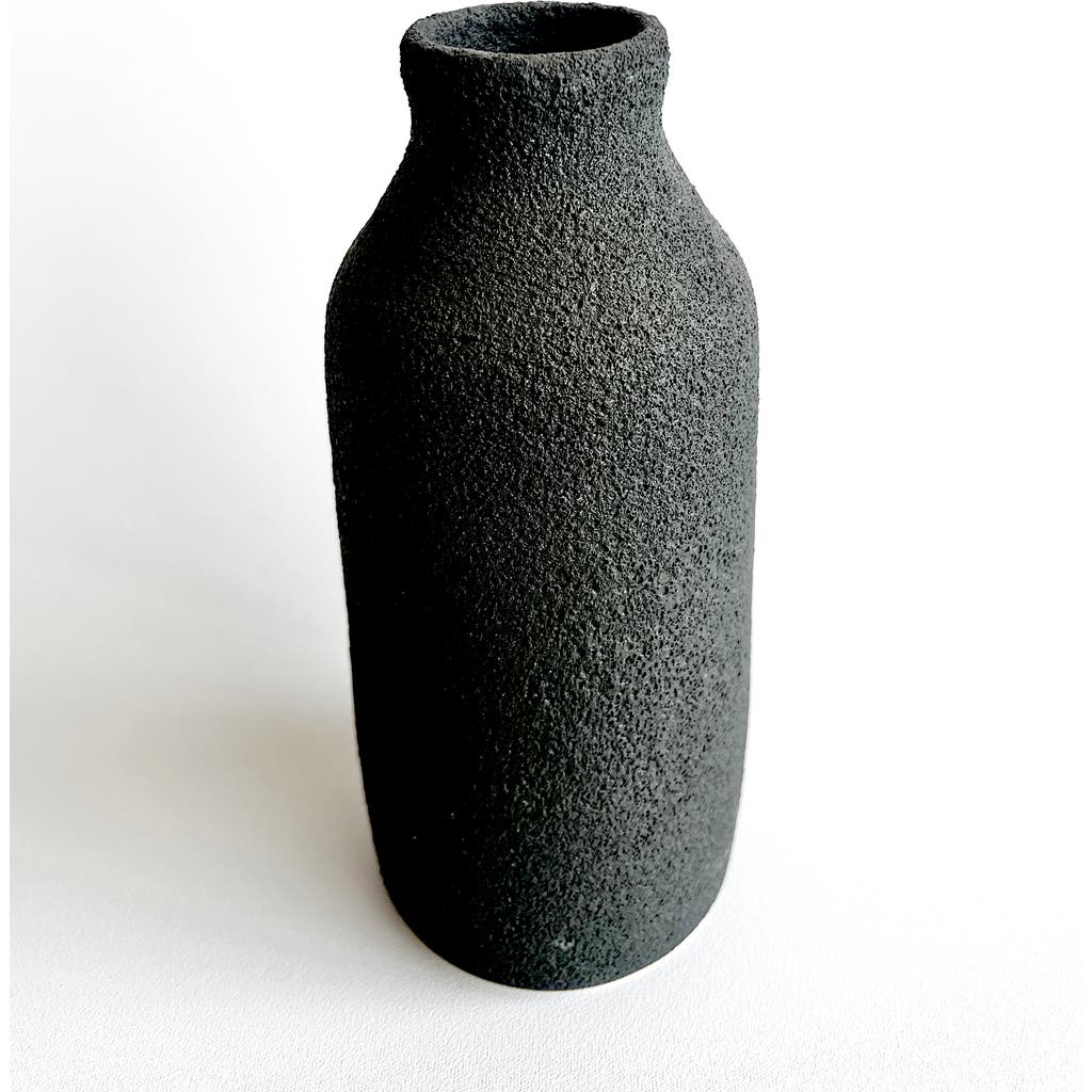 Gina Desantis Ceramics Tall Bottle Crater Vase In Black