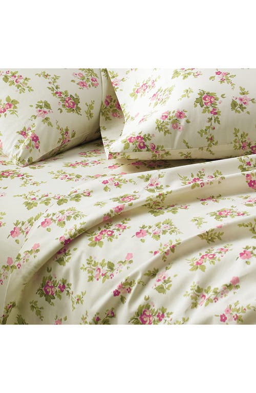 Laura Ashley Aubrey Cotton Flannel Queen Sheet Set In Pink