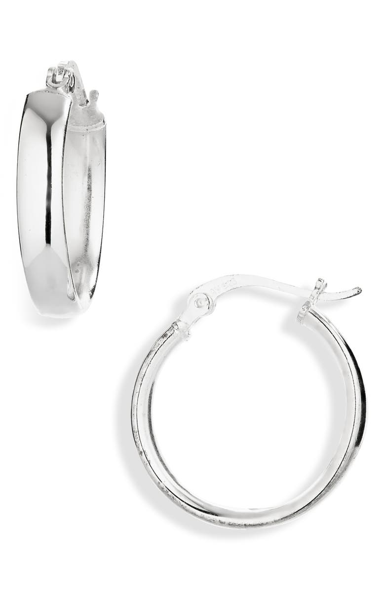 ARGENTO VIVO Sterling Silver Flat Hoop Earrings, Main, color, Silver