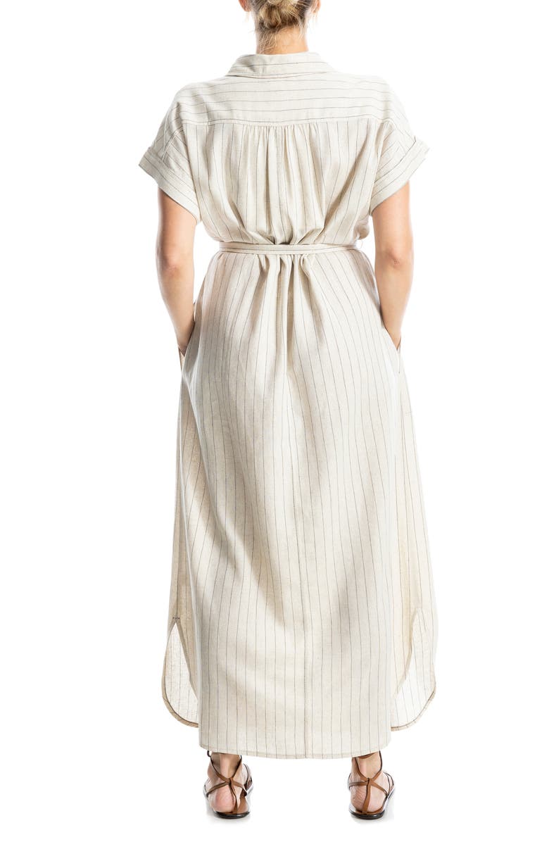 MAX STUDIO Hidden-Button Placket Maxi Shirtdress, Alternate, color, Natural/ Black