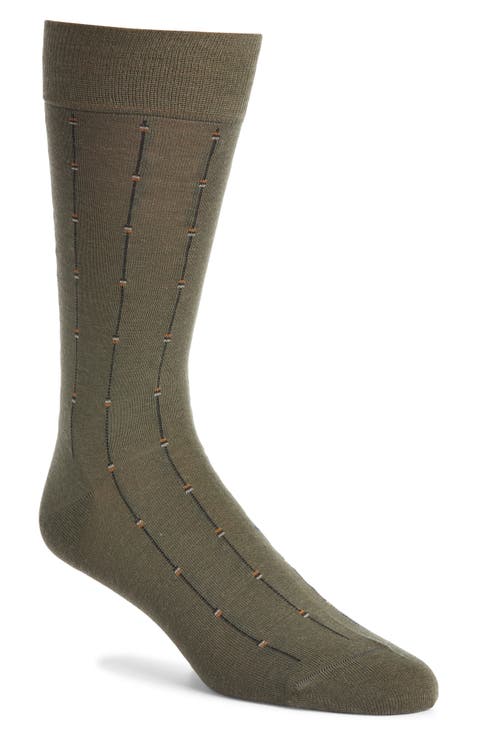 Botolph Vertical Mini Box Stripe Wool Blend Dress Socks