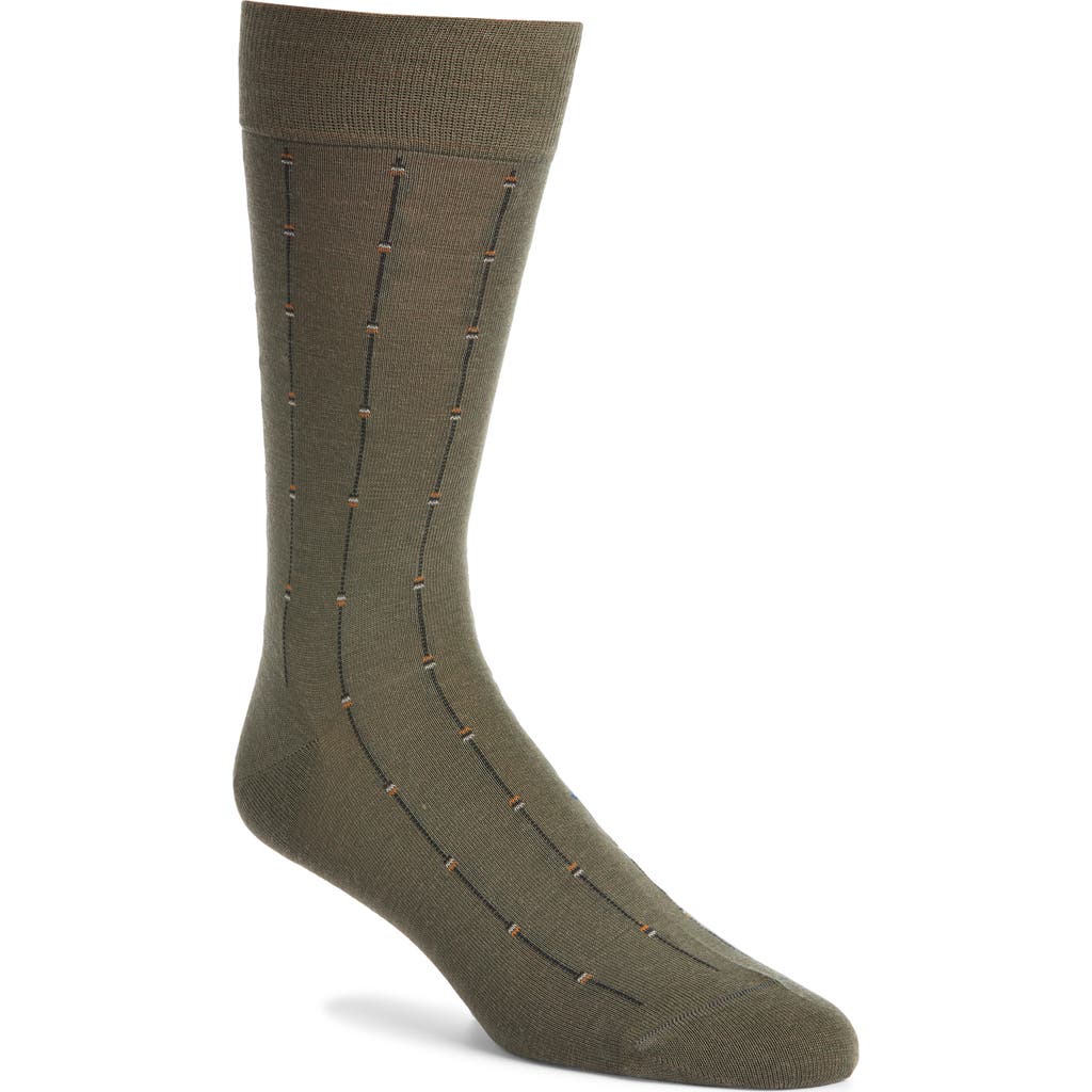 Pantherella Botolph Vertical Mini Box Stripe Wool Bland Dress Socks In Green