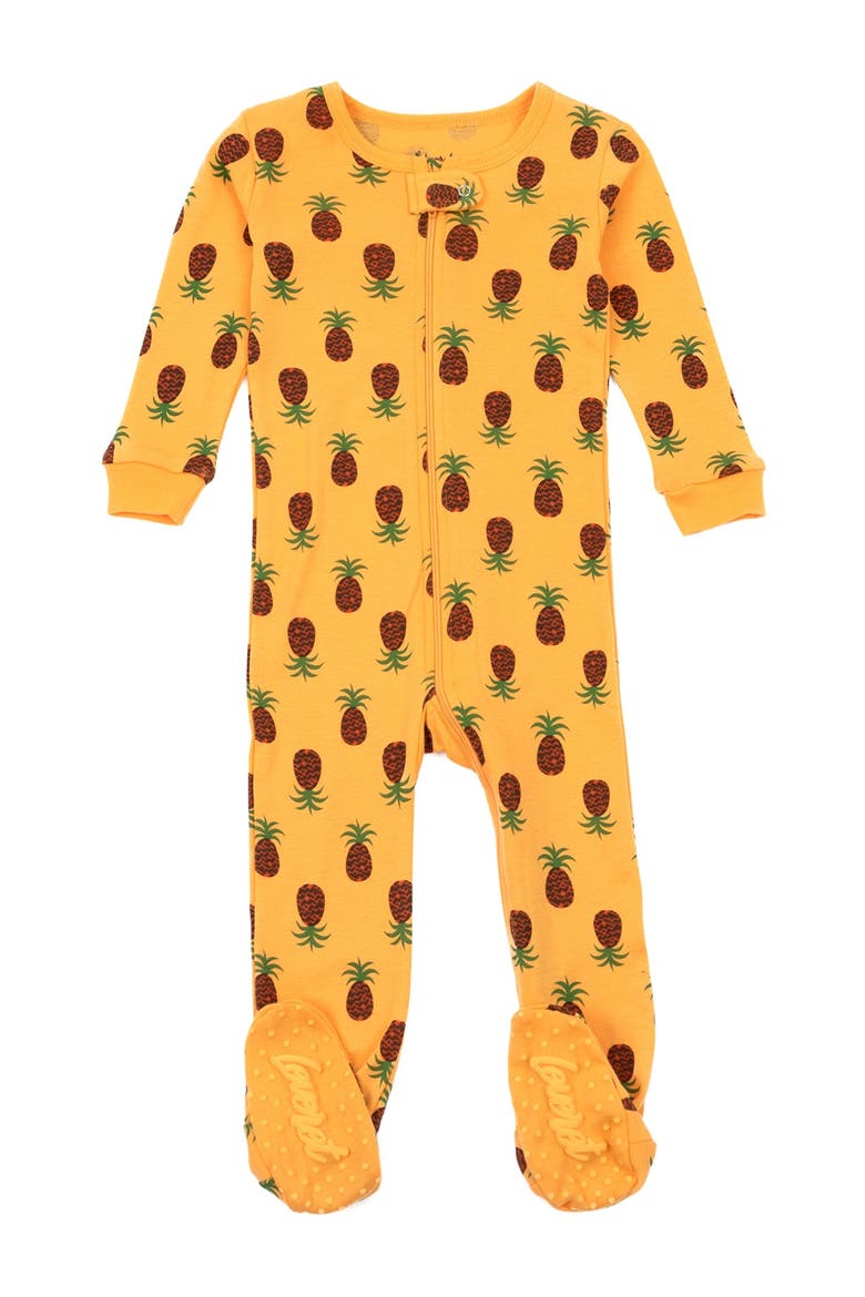 Footed Cotton Matching Family Pajamas, Nature & Water Prints, Main, color, MUSTARD
