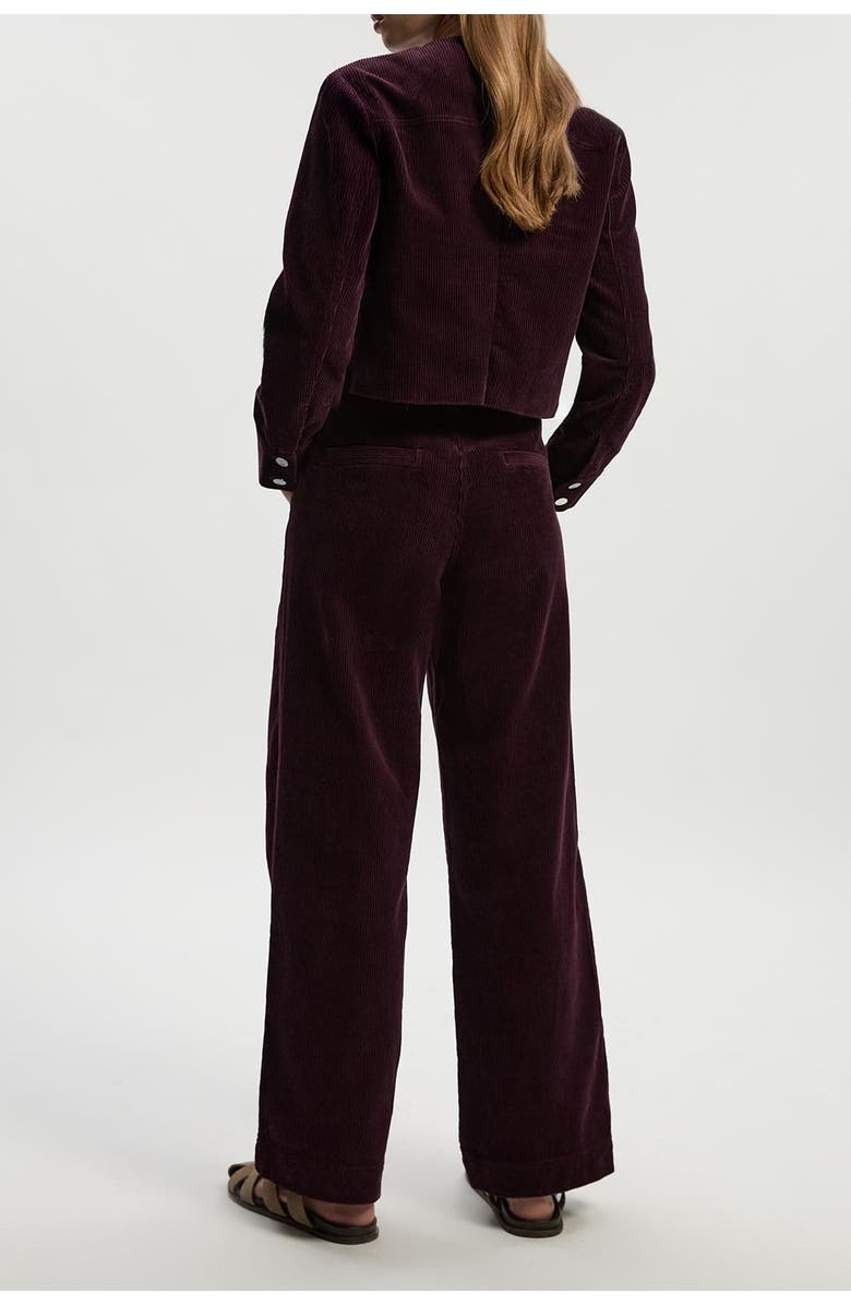Karen Millen Cord Straight Leg Pants, Alternate, color, Berry