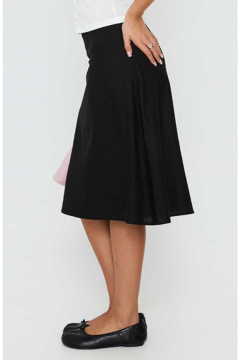 Such Delight Linen Blend Midi Skirt, Alternate, color, BLACK