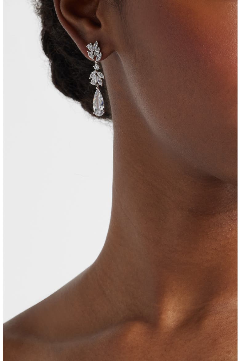 Marquise & Pear Cubic Zirconia Drop Earrings, Alternate, color, CLEAR- SILVER