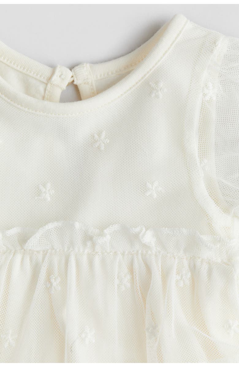H&M Embroidered Mesh Bodysuit Dress, Alternate, color, White