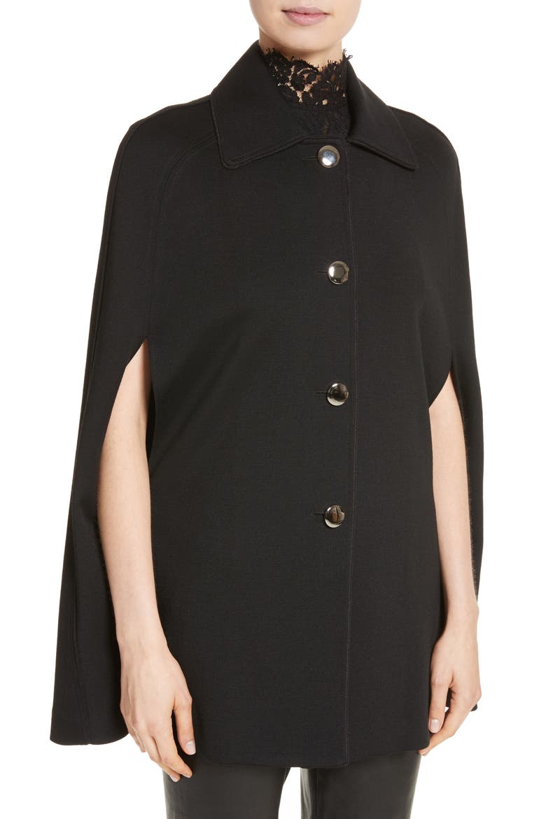 Milano Knit Collared Cape, Alternate, color, CAVIAR