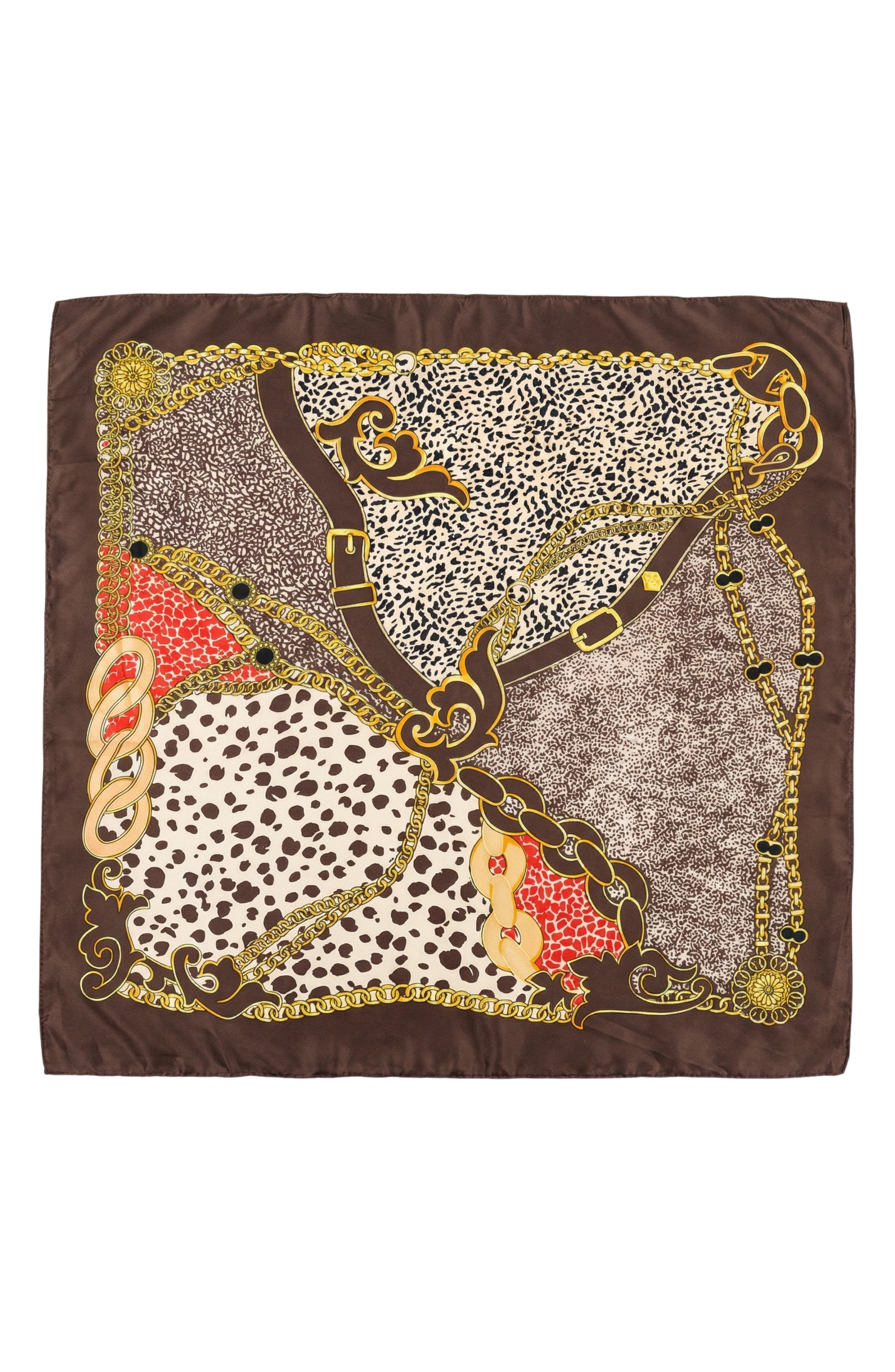 MARCUS ADLER Animal Print Satin Square Scarf