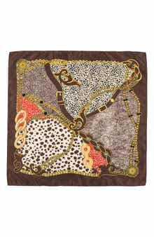 MARCUS ADLER Animal Print Satin Square Scarf