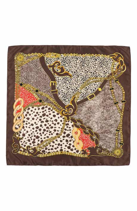 MARCUS ADLER Animal Print Satin Square Scarf