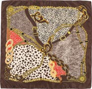 MARCUS ADLER Animal Print Satin Square Scarf