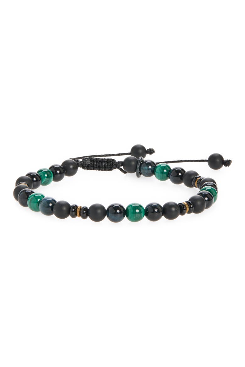Men's Warrior Semiprecious Stone Beaded Bracelet, Alternate, color, MALACHITE
