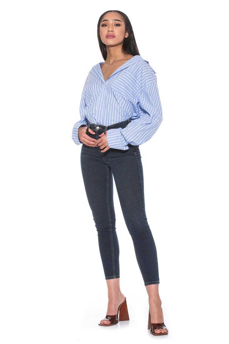 Tammi Oversize Stripe Boyfriend Button-Up Shirt, Alternate, color, BLUE STRIPE