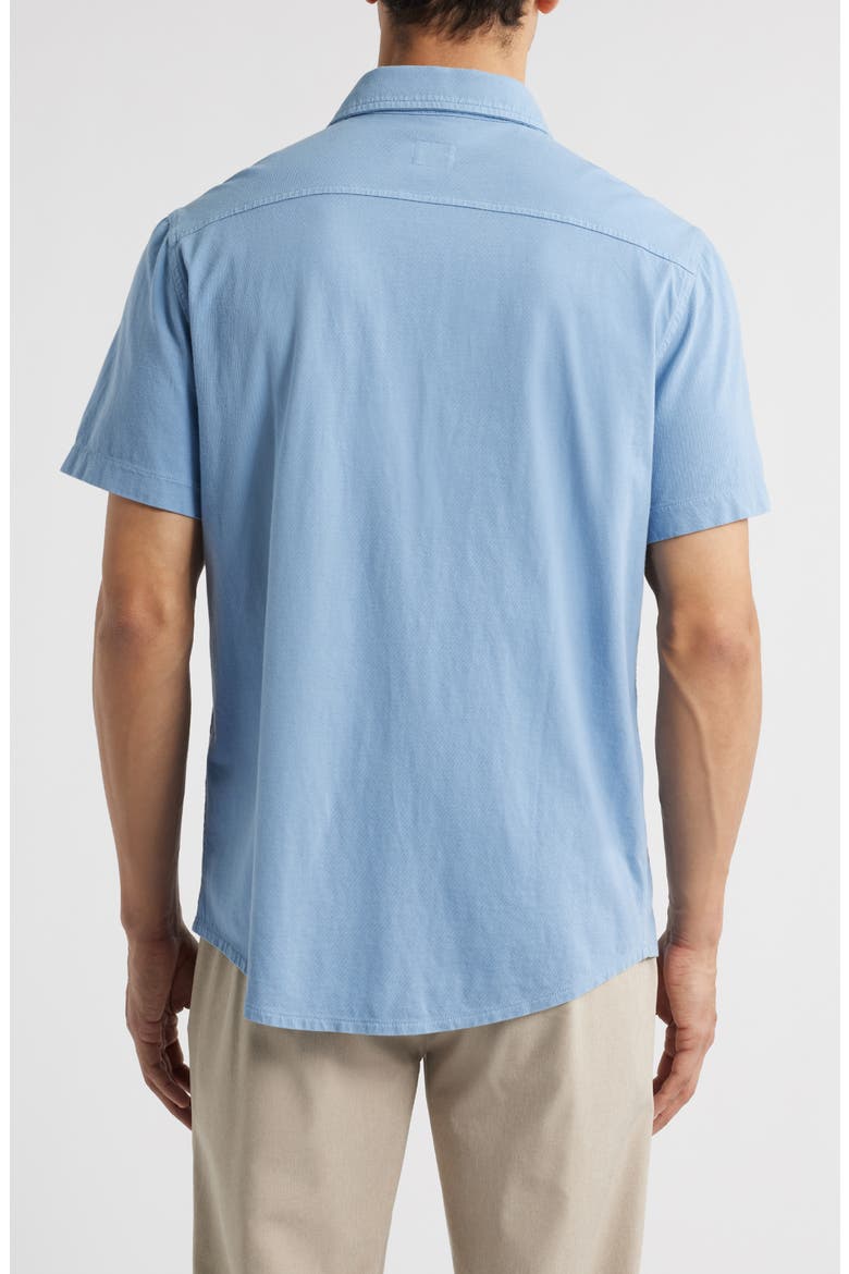 Saltaire Organic Cotton Knit Short Sleeve Button-Up Shirt, Alternate, color, LIGHT BLUE