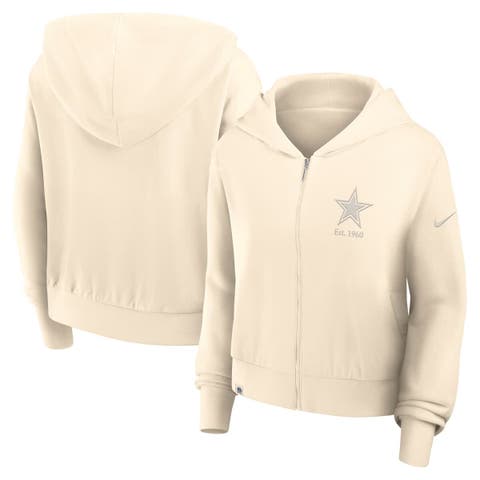 Women's Nike Cream Dallas Cowboys Glory Cropped Full-Zip Hoodie