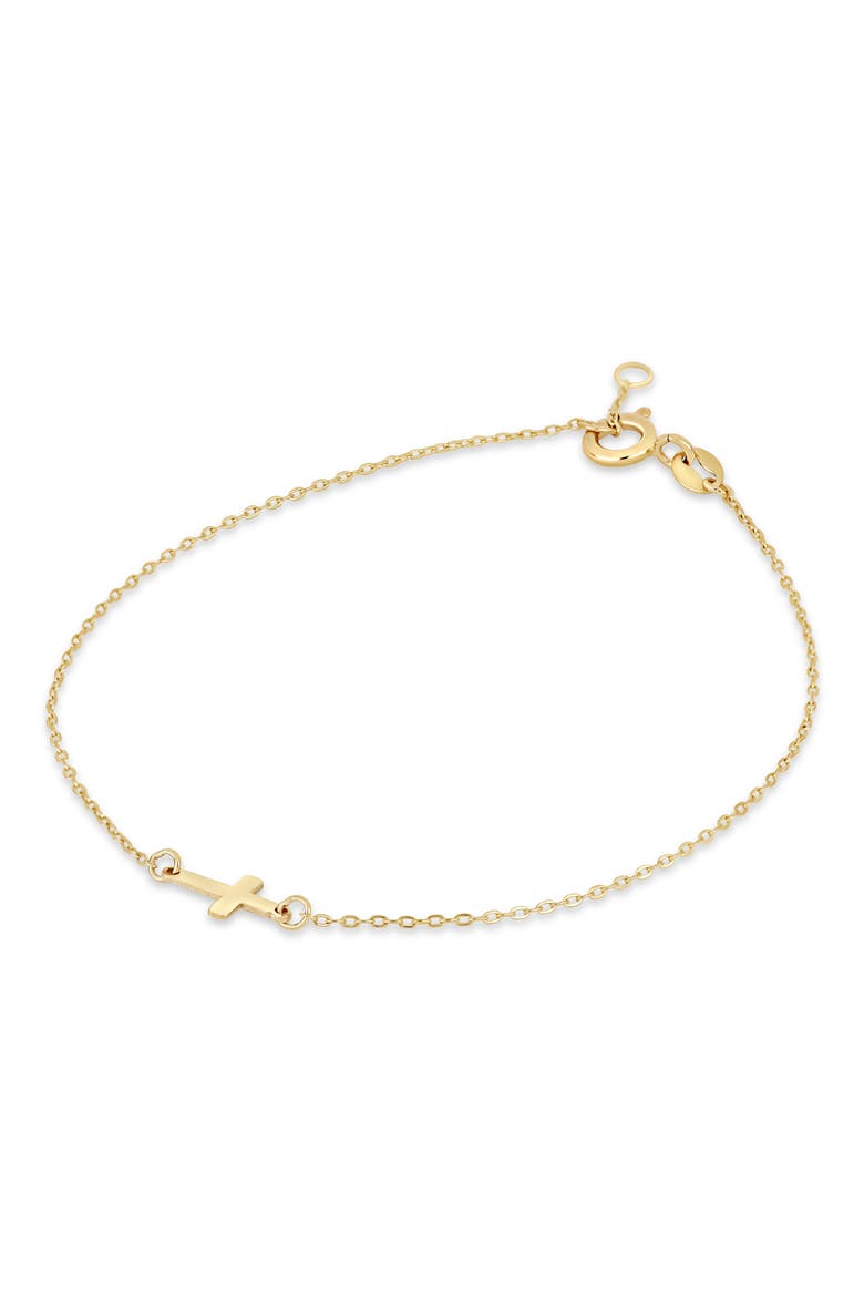14K Gold Cross Pendant Bracelet, Alternate, color, 14K YELLOW GOLD