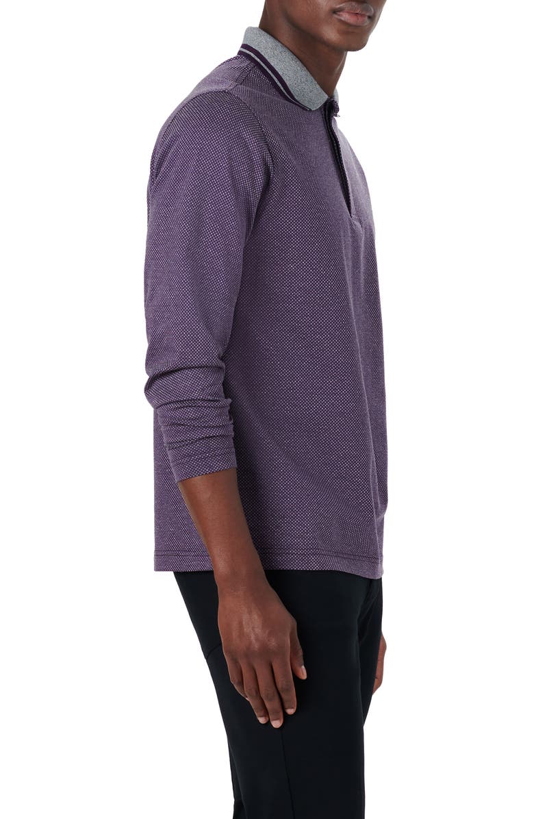 Bugatchi OoohCotton<sup>®</sup> Bird's Eye Long Sleeve Shirt, Alternate, color, Plum