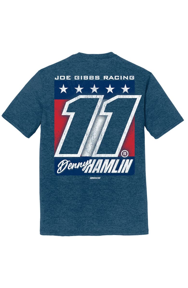 JOE GIBBS RACING TEAM COLLECTION Men's Joe Gibbs Racing Team Collection Heather Navy Denny Hamlin Name & Number Tri-Blend T-Shirt, Alternate, color, Heather Navy