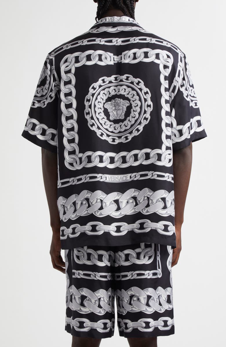 Versace Medusa Chains Silk Camp Shirt, Alternate, color, 