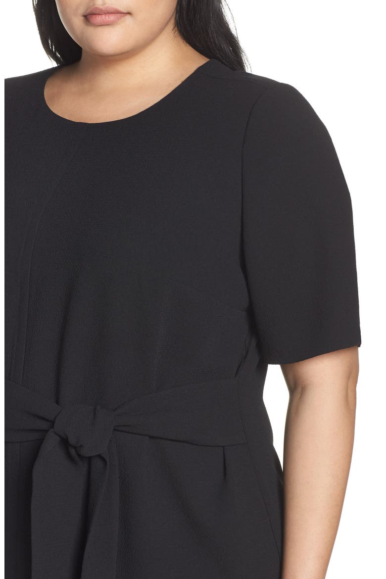Belt Parisian Crepe Dress, Alternate, color, RICH BLACK
