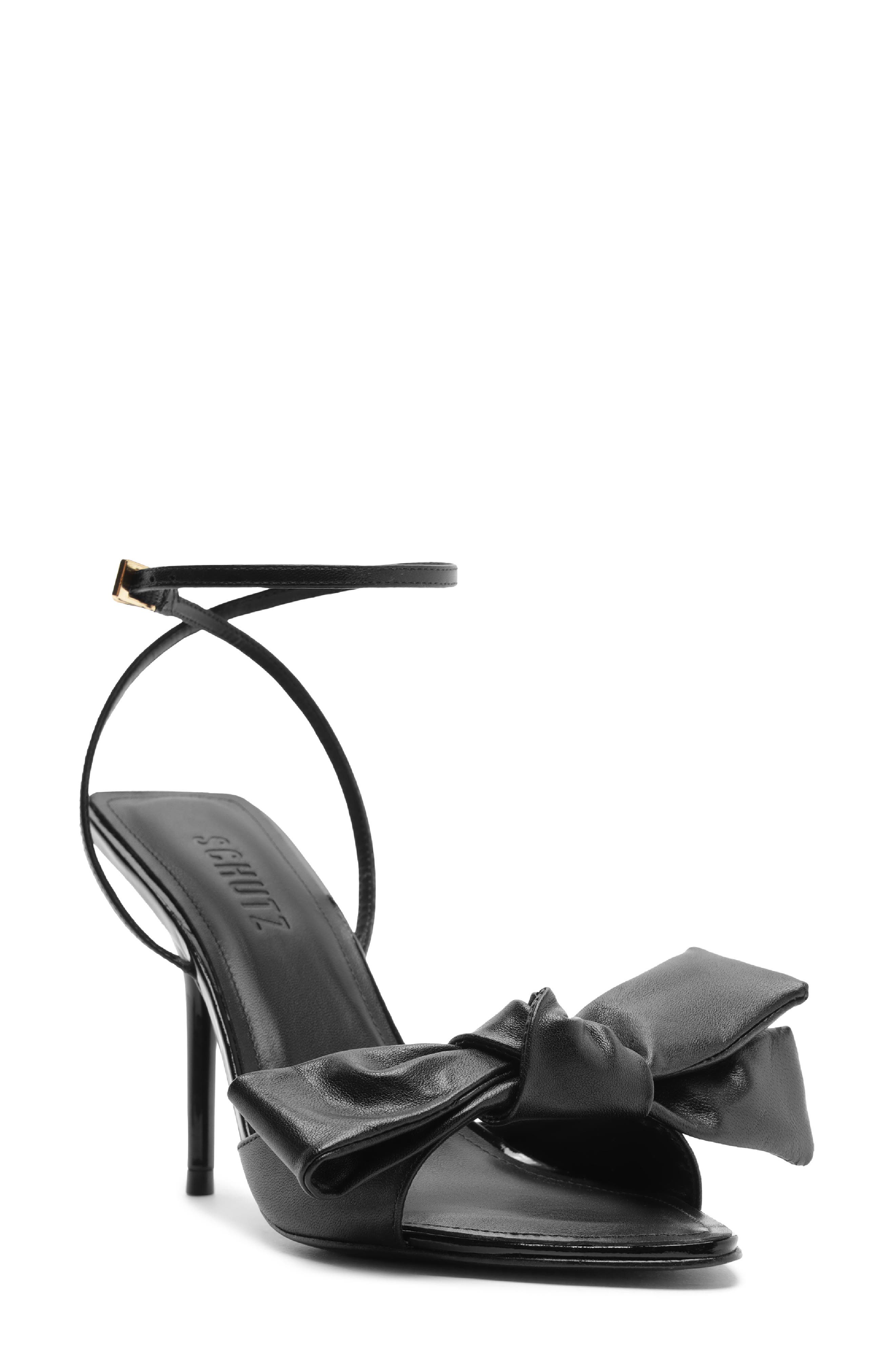 Schutz Elodie Bow Ankle Strap Sandal, Main, color, Black