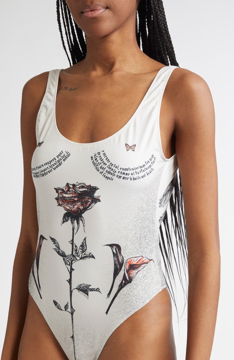Jean Paul Gaultier Tattoo Roses One-Piece Swimsuit, Alternate, color,