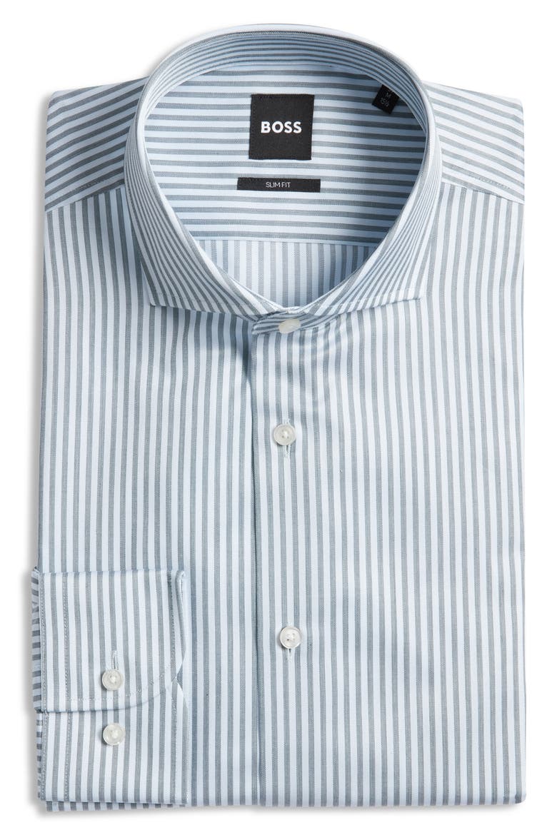 Hank Kent Slim Fit Cotton Dress Shirt, Alternate, color, OPEN GRN